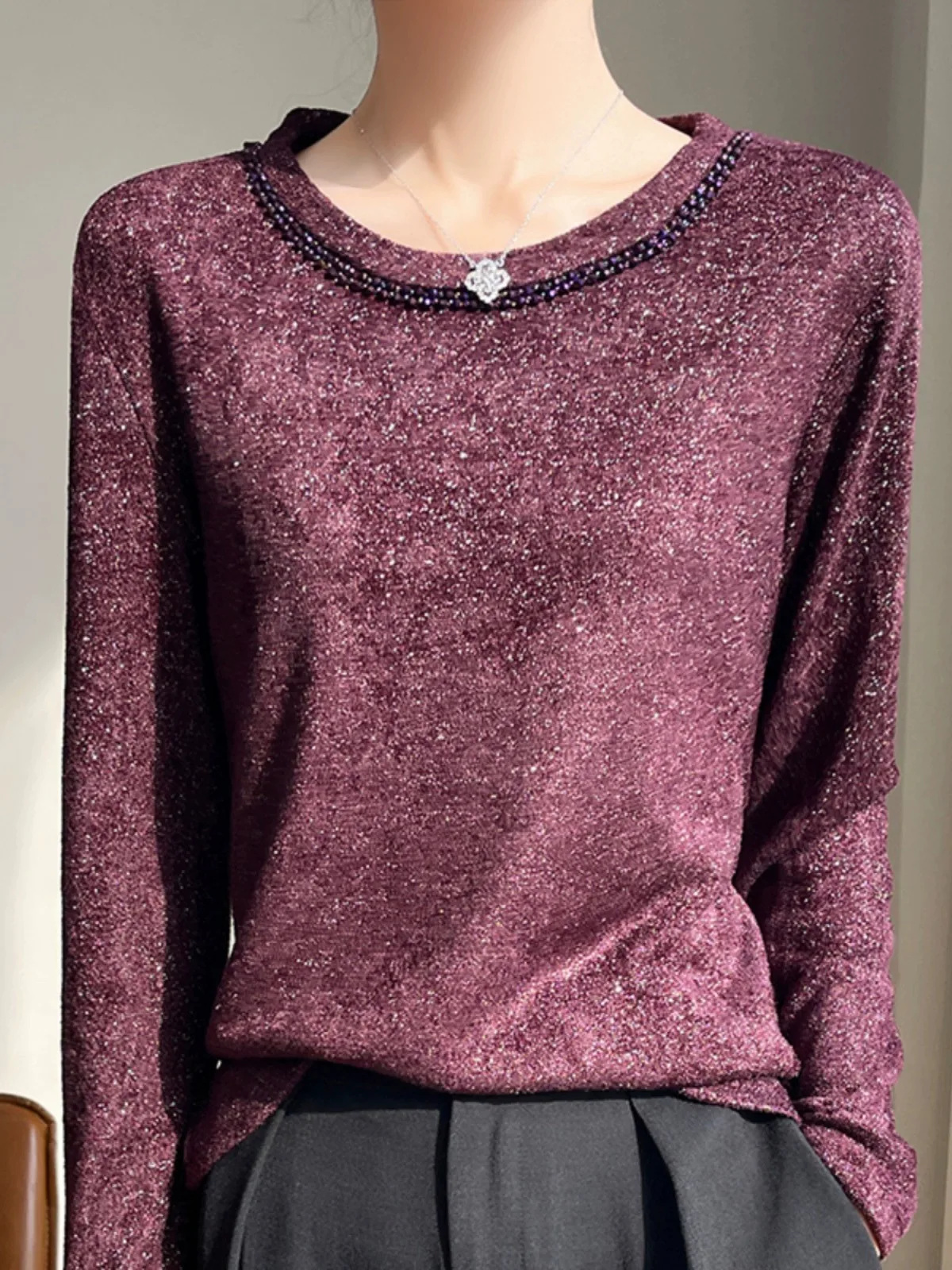 iny Tead Knitted Thiened round Ne Base irt Women's Slimming Inner Wear Faionable Ele Sle for Autumn Winter
iny Tead Knitted Thiened round Ne Base irt Women's Slimming Inner Wear Faionable Ele Sle for Autumn Winter