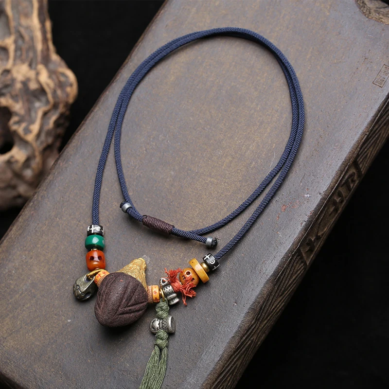 Handmade woven rope necklace with Nangla Cha pendant, sweater , copper clasp, Vajra bell accessory, clavicle chain
Handmade woven rope necklace with Nangla Cha pendant, sweater , copper clasp, Vajra bell accessory, clavicle chain