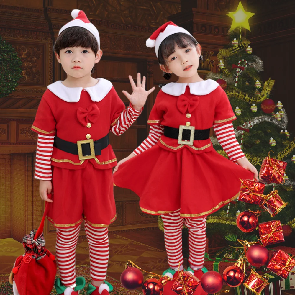 Christmas Red Elf Cosplay Costumes With Hat Shoes Sets Boys Girls Clothing Fancy Party Sets Infant Clothes
Christmas Red Elf Cosplay Costumes With Hat Shoes Sets Boys Girls Clothing Fancy Party Sets Infant Clothes