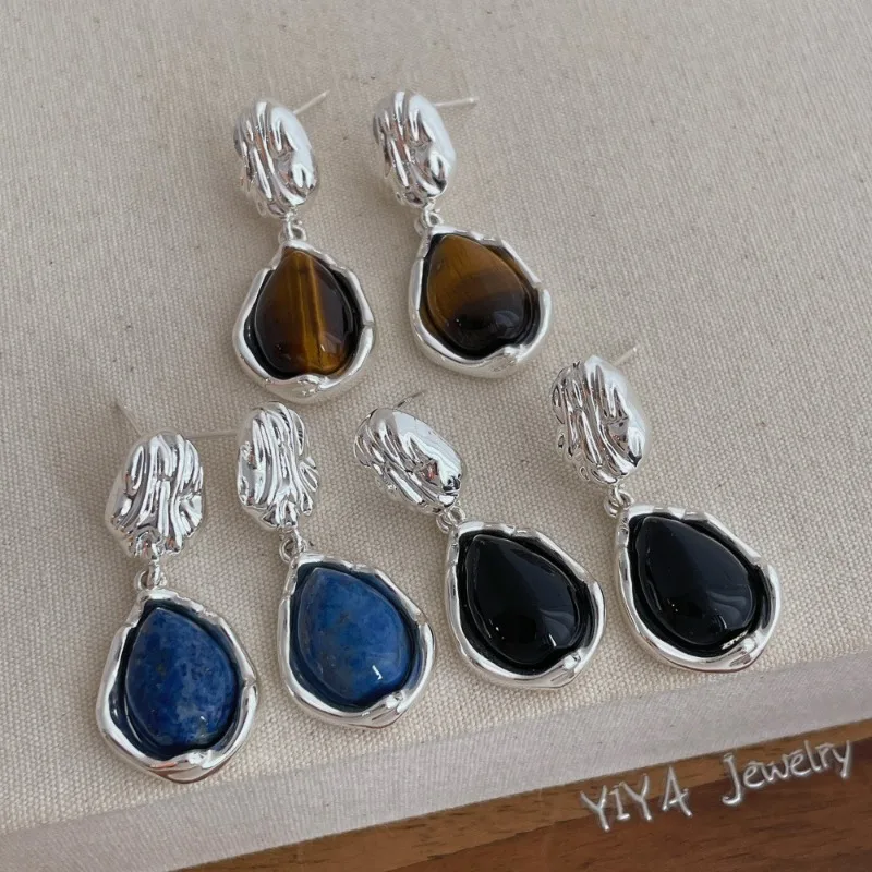 Minar Simple Multicolor Natural Stone Tiger Eyes Water Drop Metal Dangle Earrings for Women Silver Plated Copper Party Jewelry
Minar Simple Multicolor Natural Stone Tiger Eyes Water Drop Metal Dangle Earrings for Women Silver Plated Copper Party Jewelry