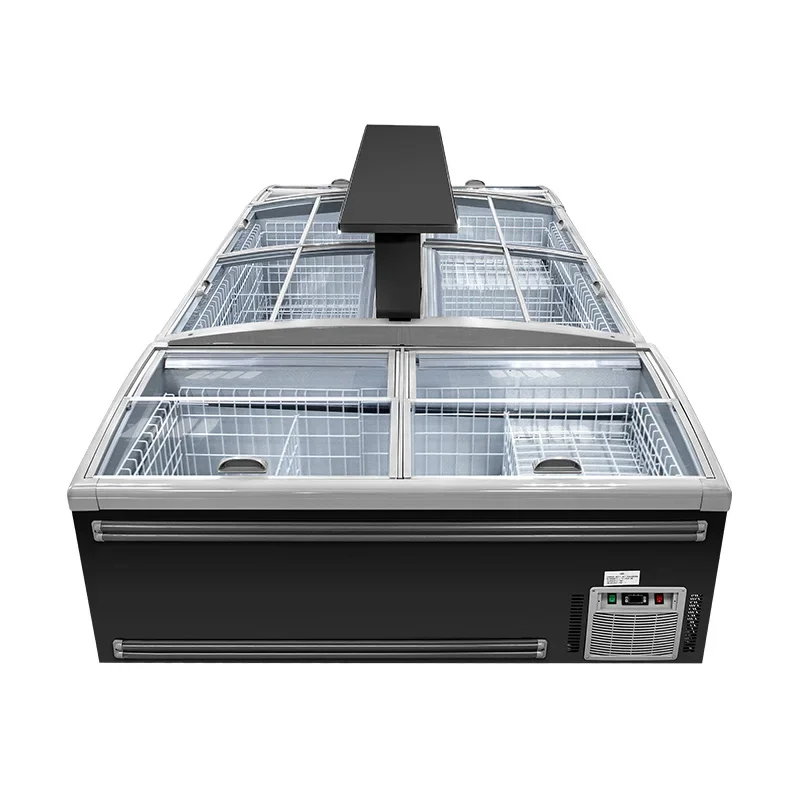 Supermarkets use commercial, deep horizontal display freezers
Supermarkets use commercial, deep horizontal display freezers