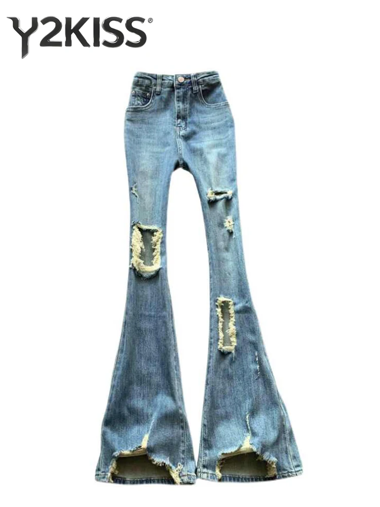 Summer Women's Flare Jeans Ripped High Waist Denim Pants Hole Japanese Harajuku Skinny Abi Y2k Punk Grunge Bootcut Bell Bottom
Summer Women's Flare Jeans Ripped High Waist Denim Pants Hole Japanese Harajuku Skinny Abi Y2k Punk Grunge Bootcut Bell Bottom