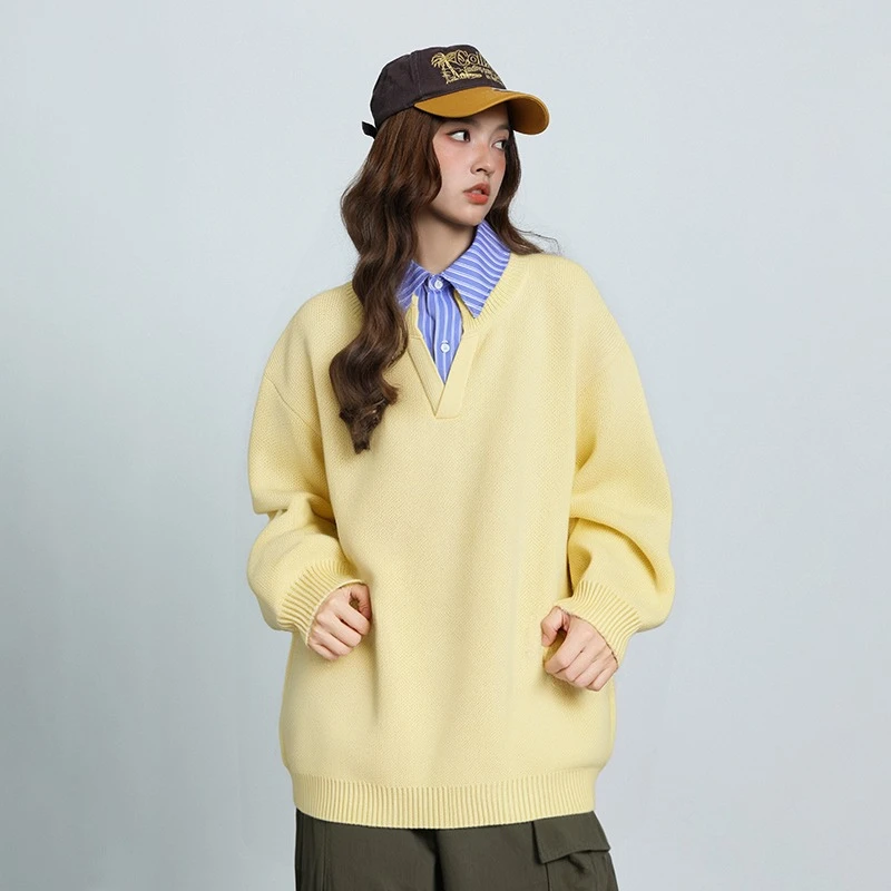 Korean Chic Knitted Sweater Women Autumn Pullover Sweaters Retro Preppy Fake Two Pieces Shirts Twist Knit Women's Y2k Pullovers
Korean Chic Knitted Sweater Women Autumn Pullover Sweaters Retro Preppy Fake Two Pieces Shirts Twist Knit Women's Y2k Pullovers