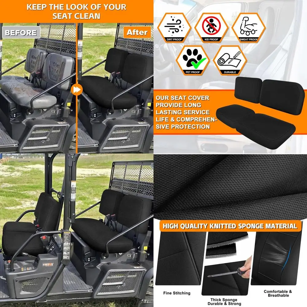 Seat Cover Compatible with 2015-Present Kubota RTV X1140, Heavy Duty Knitted Fabric Front and Rear Seat Cover
Seat Cover Compatible with 2015-Present Kubota RTV X1140, Heavy Duty Knitted Fabric Front and Rear Seat Cover