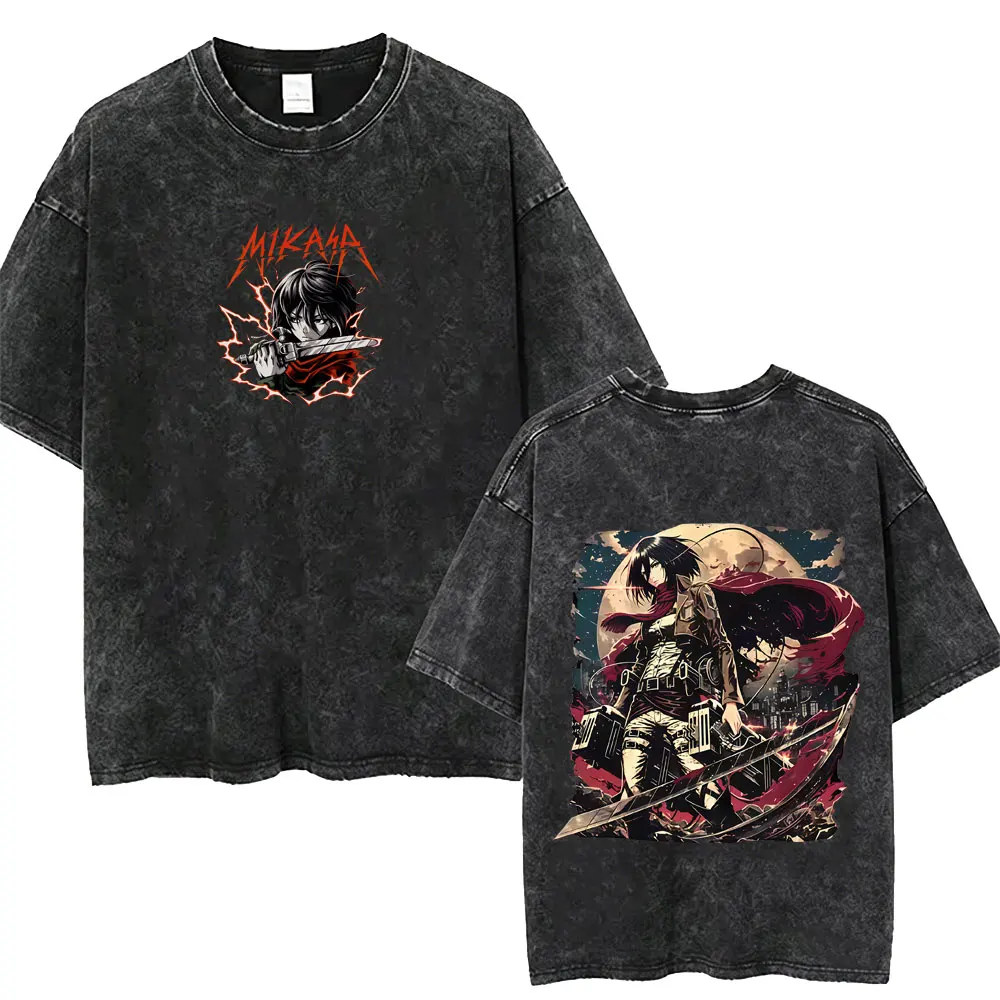 Washed Vintage Anime Attack on Titan T-shirts Mikasa Ackerman Merch T-shirt Men Women Clothing Manga Retro Oversized T Shirts
Washed Vintage Anime Attack on Titan T-shirts Mikasa Ackerman Merch T-shirt Men Women Clothing Manga Retro Oversized T Shirts
