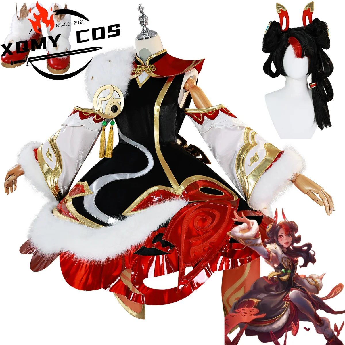 XQGame LOL Hallowed Seamstress Gwen Cosplay Costume Chinese Style Red Dress Wig Shoe Woman Cute Traditional Festival Suit
XQGame LOL Hallowed Seamstress Gwen Cosplay Costume Chinese Style Red Dress Wig Shoe Woman Cute Traditional Festival Suit