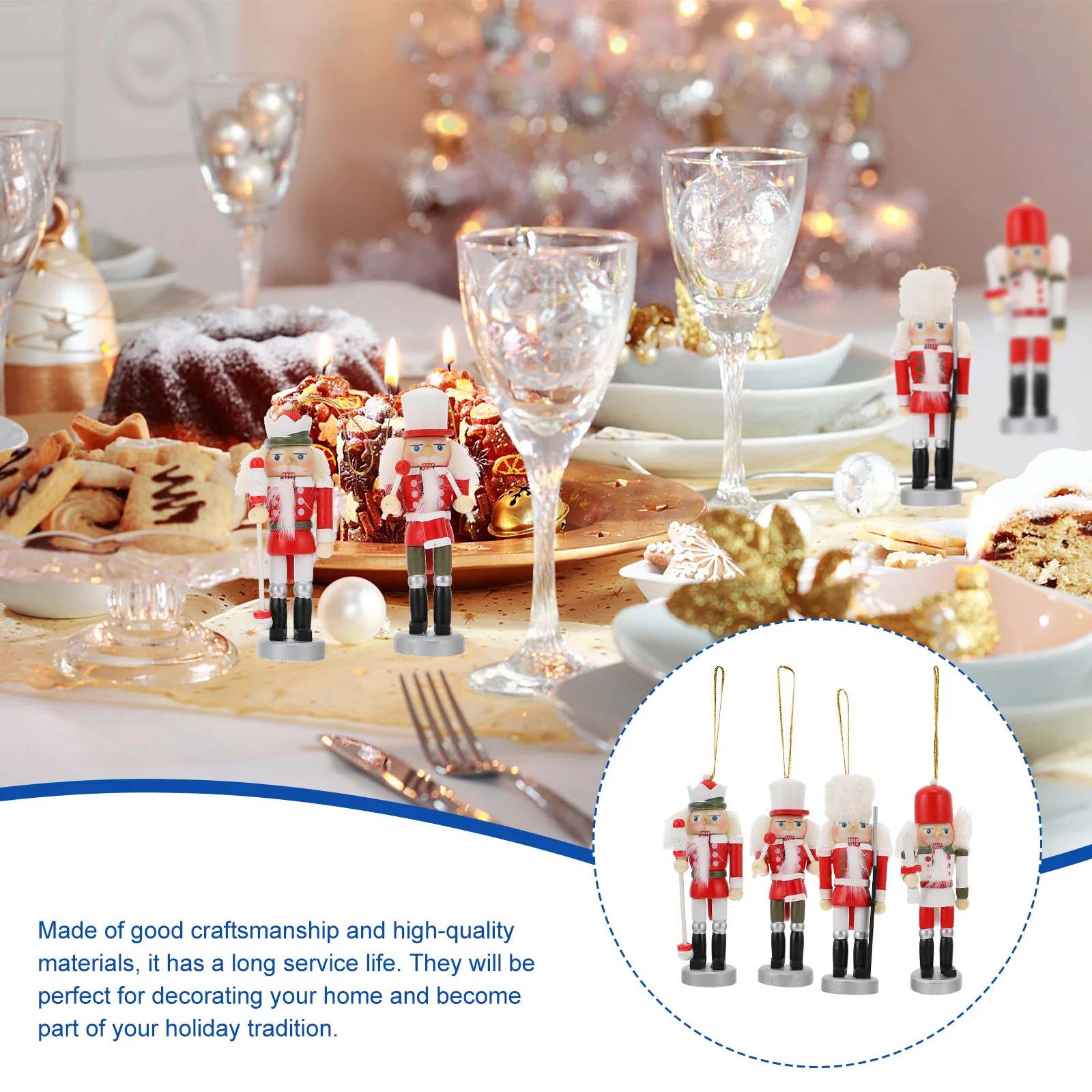 4Pcs Christmas Nutcrackers Wooden Soldier Xmas Ornaments Holiday Home Decoration Festival Table Party Gift Set
4Pcs Christmas Nutcrackers Wooden Soldier Xmas Ornaments Holiday Home Decoration Festival Table Party Gift Set