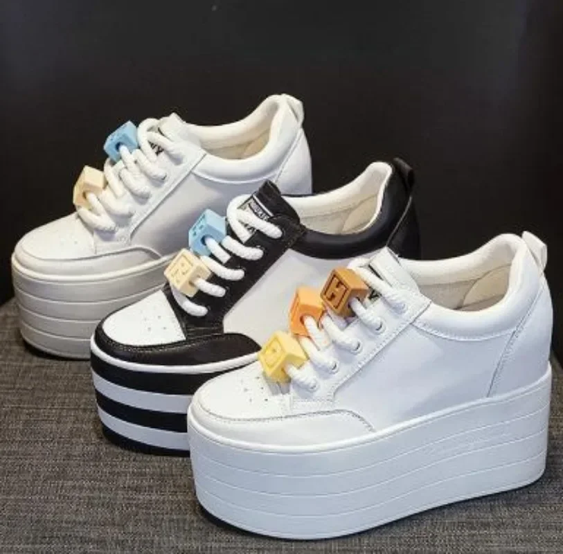 12CM Cow Genuine Leather Women Autumn Spring Fashion Hidden Heels Ladies Color Platform Wedge Chunky Sneakers Thick Soled Shoes
12CM Cow Genuine Leather Women Autumn Spring Fashion Hidden Heels Ladies Color Platform Wedge Chunky Sneakers Thick Soled Shoes