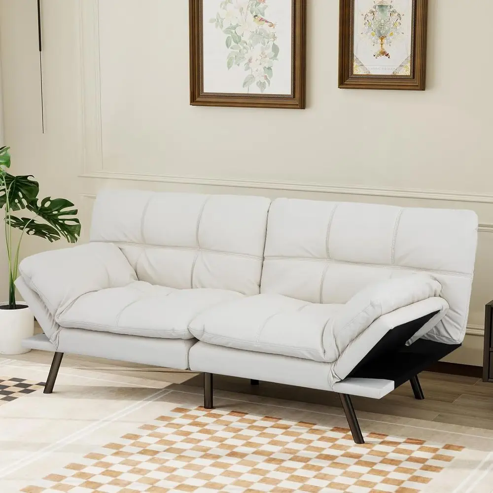 Convertible Couch with Memory Foam, Sleeper Sofas, Small Splitback Loveseat for Living Room, Office, Faux Leather, White.
Convertible Couch with Memory Foam, Sleeper Sofas, Small Splitback Loveseat for Living Room, Office, Faux Leather, White.
