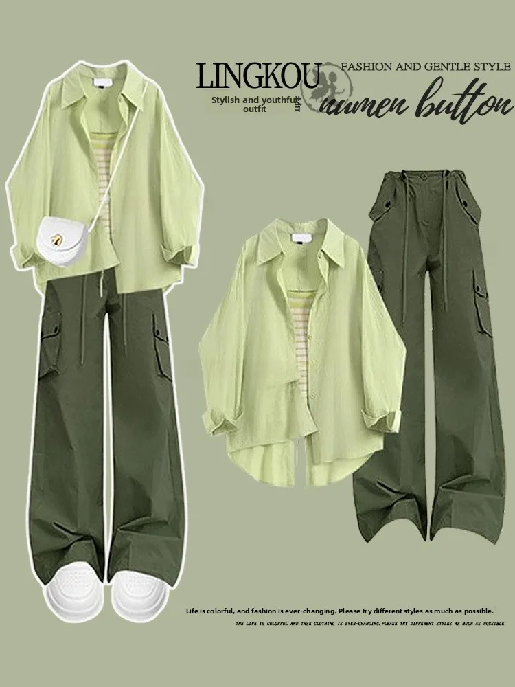 Summer Casual Women's Three-Piece Set Sun Protection Striped Top High Waist Wide Leg Pants Long Sleeve Neck Button Style
Summer Casual Women's Three-Piece Set Sun Protection Striped Top High Waist Wide Leg Pants Long Sleeve Neck Button Style