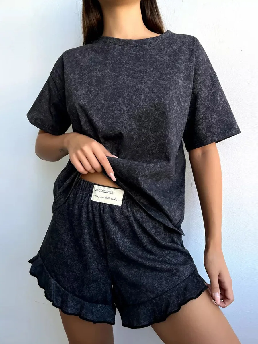 Tie Dye Women's Pajama Set Short Sleeve round Neck Short Pants Home Clothes Two-Piece Comfortable Polyester Spring Summer Aut...
Tie Dye Women's Pajama Set Short Sleeve round Neck Short Pants Home Clothes Two-Piece Comfortable Polyester Spring Summer Aut...