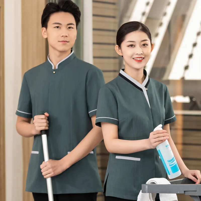 Wholesale In-Stock Summer Cleaning Uniform Short Sleeve Stand Collar Bank Office Building Sales Department Property WorkwearPACl
Wholesale In-Stock Summer Cleaning Uniform Short Sleeve Stand Collar Bank Office Building Sales Department Property WorkwearPACl