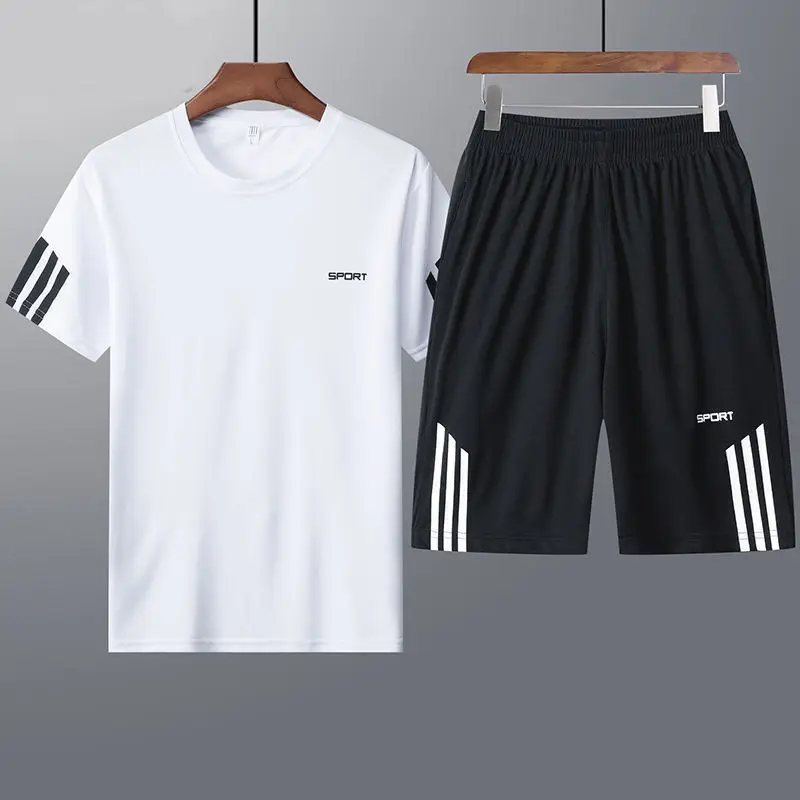 Summer sports suit men short sleeve shorts 2 pieces casual running basketball football breathable quick drying clothes
Summer sports suit men short sleeve shorts 2 pieces casual running basketball football breathable quick drying clothes