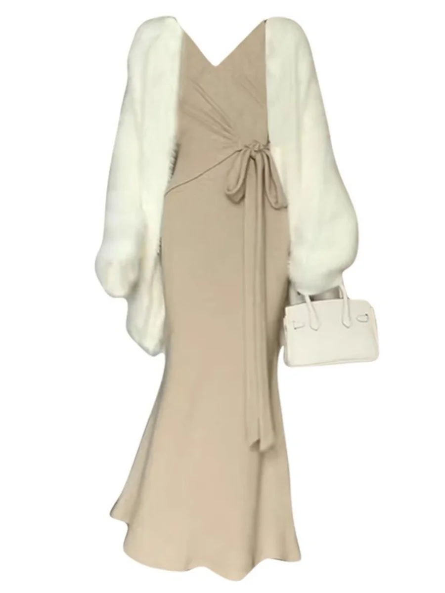 plus Size Knitted Long Dress V-Neck Gathered Waist Gentle Style Women's Fashion Spring Dress with Belt Tenderness Wind
plus Size Knitted Long Dress V-Neck Gathered Waist Gentle Style Women's Fashion Spring Dress with Belt Tenderness Wind