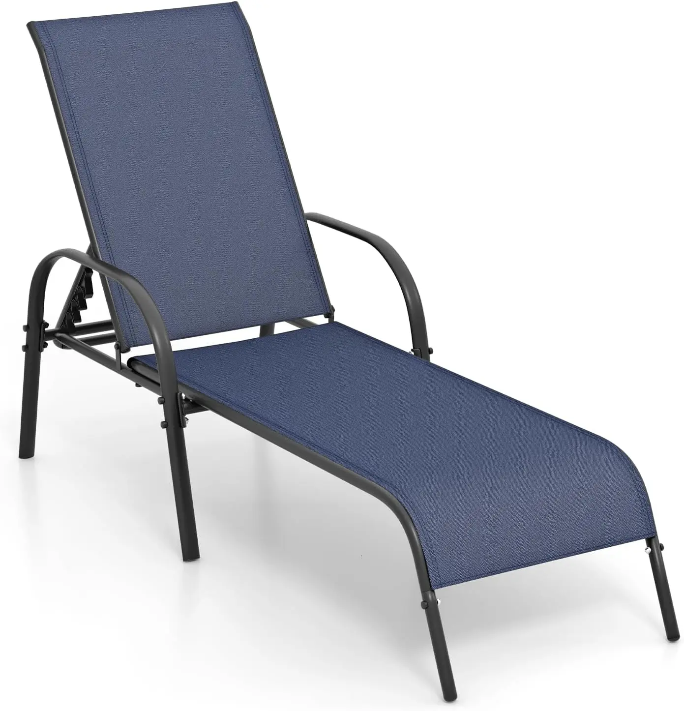 Adjustable Outdoor Lounge Chair with Steel Frame, Reclining Poolside Chaise for Beach, Yard, Balcony (Navy)
Adjustable Outdoor Lounge Chair with Steel Frame, Reclining Poolside Chaise for Beach, Yard, Balcony (Navy)