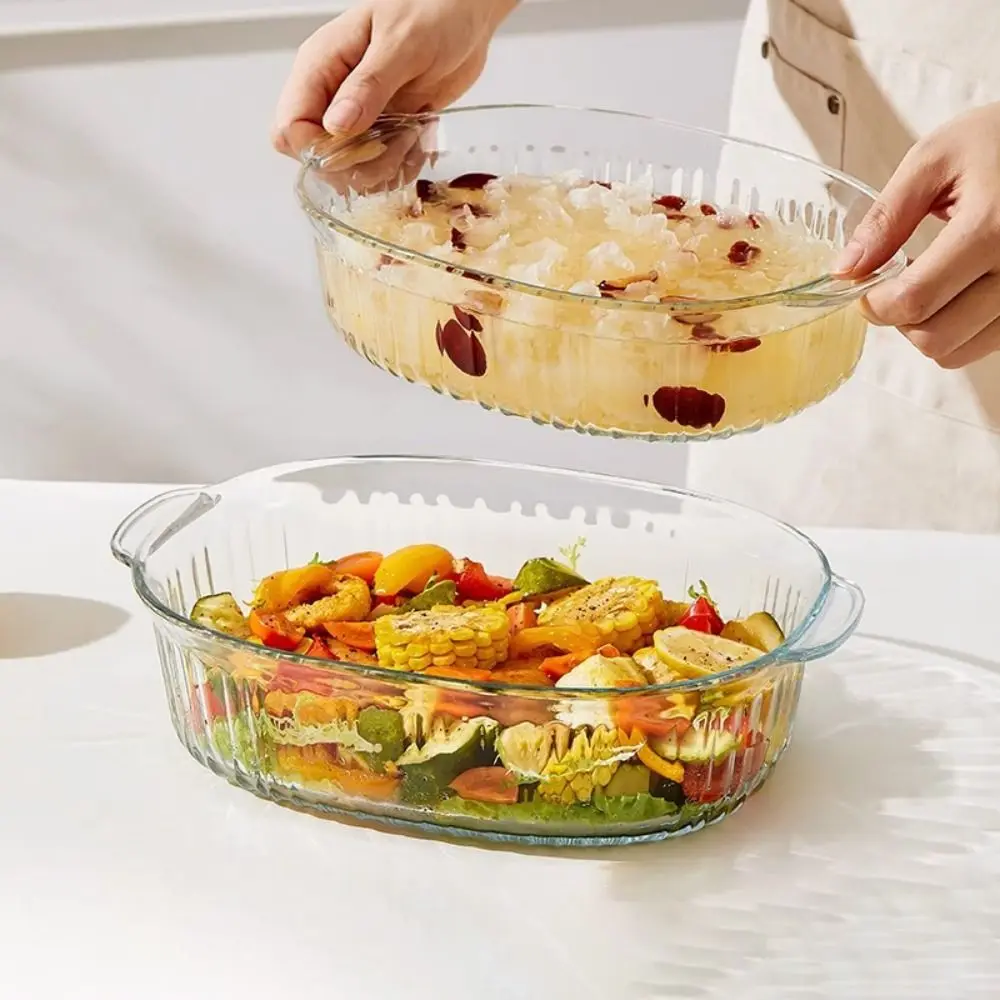 Heat-Resistant Glass Baking Dishes Microwave Safe Striped Pattern Lasagna Baking Pan Transparent with Lid Salad Tray Brownie
Heat-Resistant Glass Baking Dishes Microwave Safe Striped Pattern Lasagna Baking Pan Transparent with Lid Salad Tray Brownie
