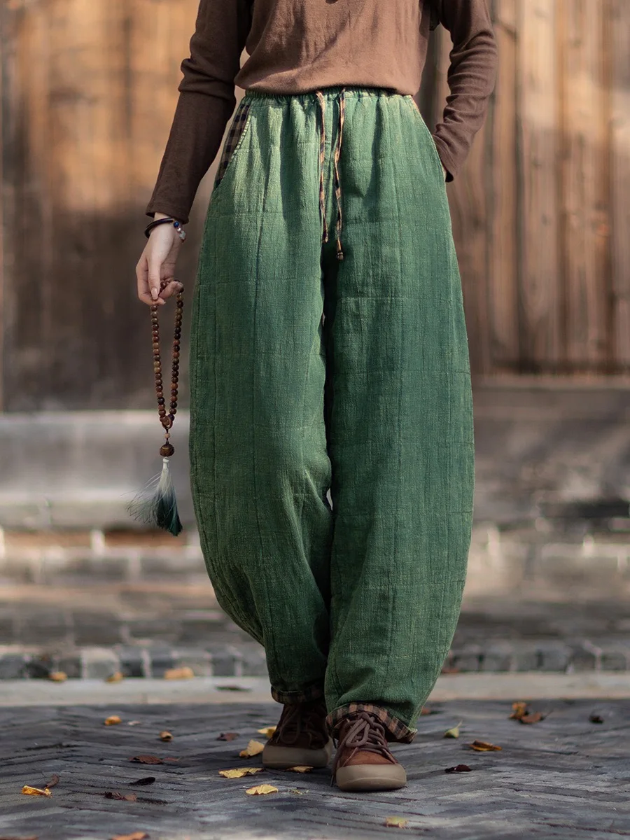 Winter New Loose Cotton Harlan Pants Women's Elastic Waist Quilted Thickened Warm Cotton Trousers Artistic Retro Style
Winter New Loose Cotton Harlan Pants Women's Elastic Waist Quilted Thickened Warm Cotton Trousers Artistic Retro Style