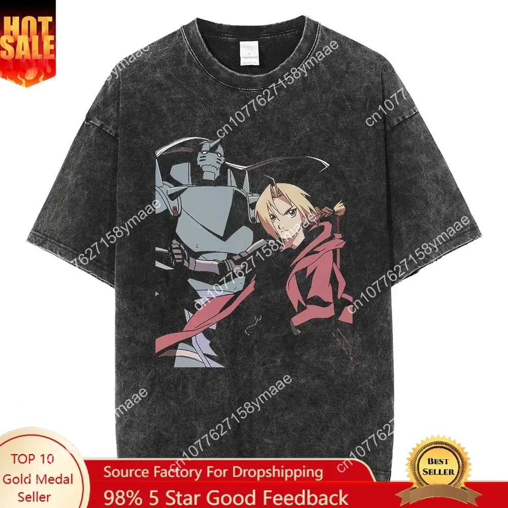 FULLMETAL ALCHEMIST Vintage Washed T Shirt Japanese Anime Print T-shirt Cotton Casual Tshirt Summer Short Sleeve Streetwear Tops
FULLMETAL ALCHEMIST Vintage Washed T Shirt Japanese Anime Print T-shirt Cotton Casual Tshirt Summer Short Sleeve Streetwear Tops