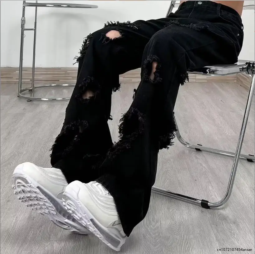 High Street Jeans Men Hole Design Chic Summer Vintage Black Solid Fashion American Style Basic Male Hot Sales Unisex Clothing
High Street Jeans Men Hole Design Chic Summer Vintage Black Solid Fashion American Style Basic Male Hot Sales Unisex Clothing