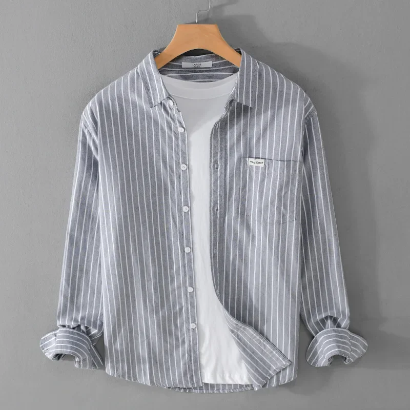 2023 Spring and Autumn Men's Striped Shirts Casual Simple and Easy to Wear Fashion Literary and Art Youth Cotton Shirts
2023 Spring and Autumn Men's Striped Shirts Casual Simple and Easy to Wear Fashion Literary and Art Youth Cotton Shirts