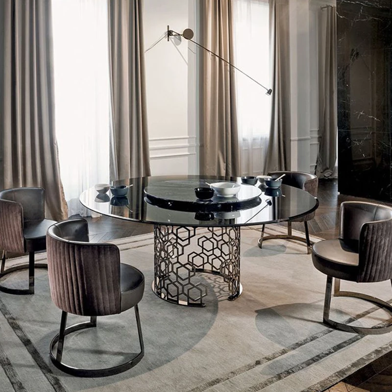 Furnistyle Italian Designers Luxury Contemporary Style Stainless Steel Frame Round Dining Table With Tempered Glass Top
Furnistyle Italian Designers Luxury Contemporary Style Stainless Steel Frame Round Dining Table With Tempered Glass Top