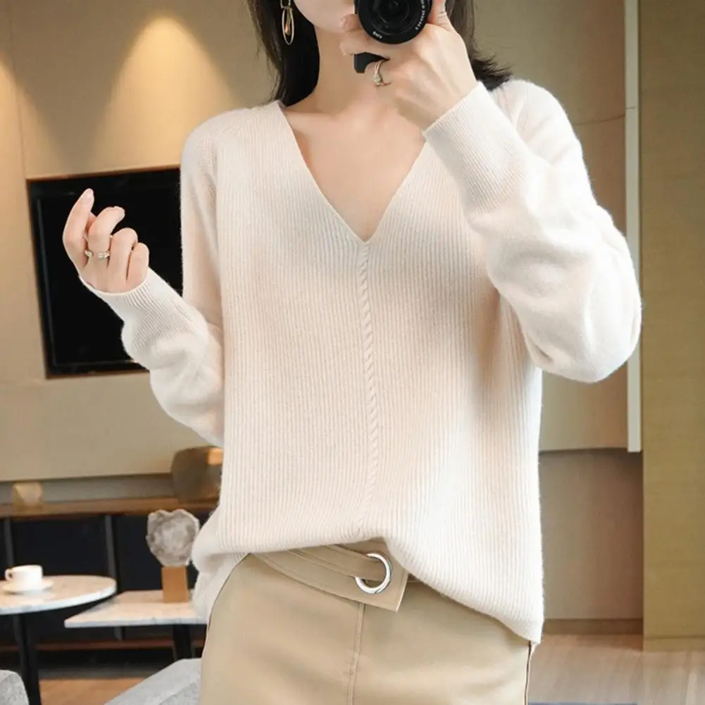Women Solid Color Sweater Elegant Women Sweater Chic Comfy Women's Knit Sweaters Loose-fit V-neck Pullover for Casual for Spring
Women Solid Color Sweater Elegant Women Sweater Chic Comfy Women's Knit Sweaters Loose-fit V-neck Pullover for Casual for Spring