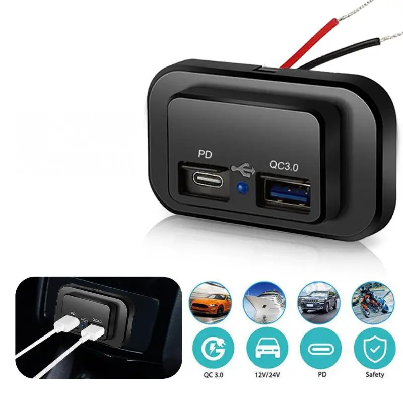 1 Set 18W QC3.0 USB A Port & 30W PD USB C Port 12V RV USB Outlet Charging Socket Panel With LED Light For Car Marine
1 Set 18W QC3.0 USB A Port & 30W PD USB C Port 12V RV USB Outlet Charging Socket Panel With LED Light For Car Marine