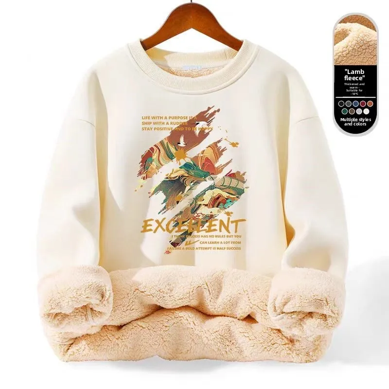 American Sle Fce Lined Thiened round Ne Sweatirt Men Winter New Loose Large Size Top Teenagers Light Beige Jaet
American Sle Fce Lined Thiened round Ne Sweatirt Men Winter New Loose Large Size Top Teenagers Light Beige Jaet