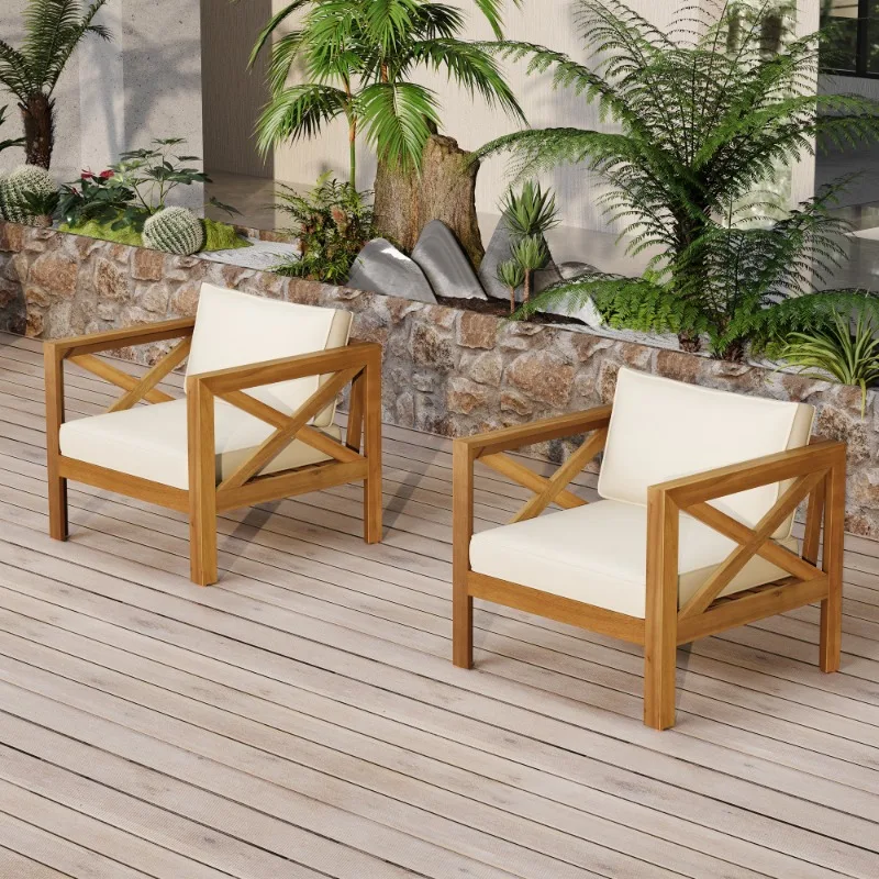 Wooden Outdoor Patio Chairs Set of 2 with Cushion Weather Resistant Garden Armchairs for Deck Backyard Balcony Seating
Wooden Outdoor Patio Chairs Set of 2 with Cushion Weather Resistant Garden Armchairs for Deck Backyard Balcony Seating