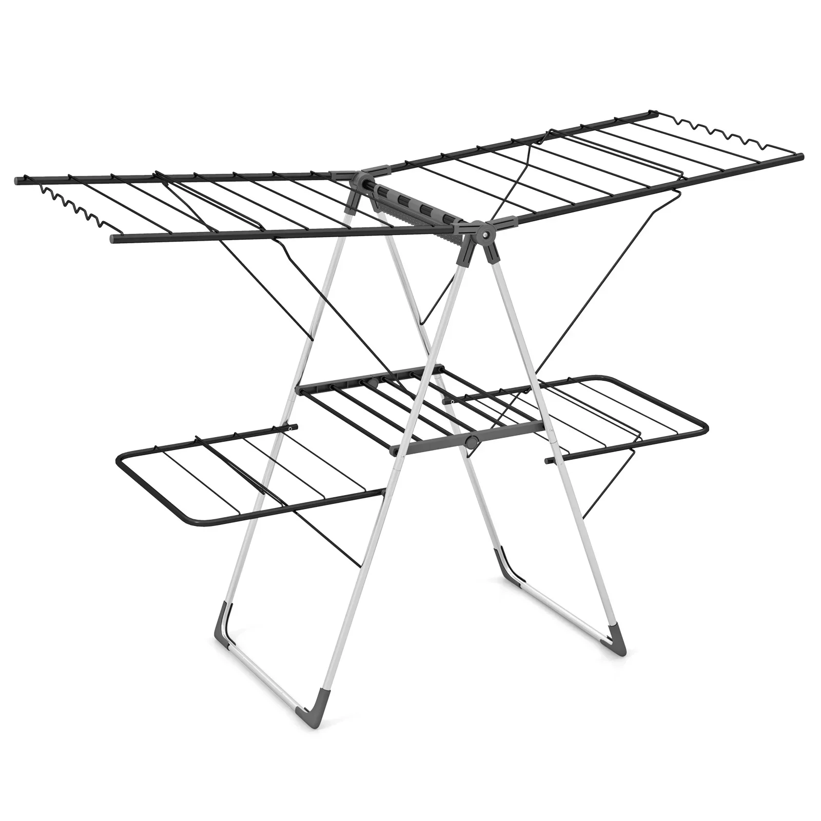 2-Tier Clothes Drying Rack, Foldable Clothing Laundry Rack with 33 Drying Rails, Height Adjustable Gullwings, Sock Clips
2-Tier Clothes Drying Rack, Foldable Clothing Laundry Rack with 33 Drying Rails, Height Adjustable Gullwings, Sock Clips
