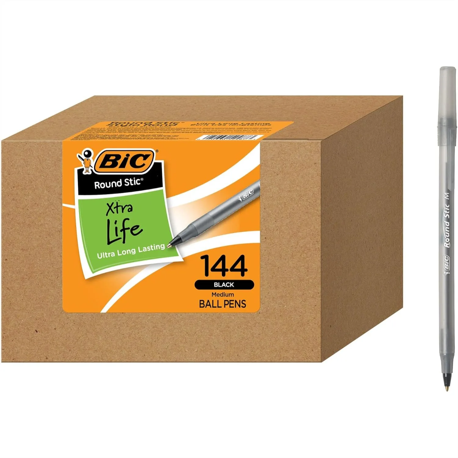 BIC Round Stic Xtra Life Ballpoint Pen, Ultra Long Lasting and Consistent Performance, 144-Count in Black Ink
BIC Round Stic Xtra Life Ballpoint Pen, Ultra Long Lasting and Consistent Performance, 144-Count in Black Ink