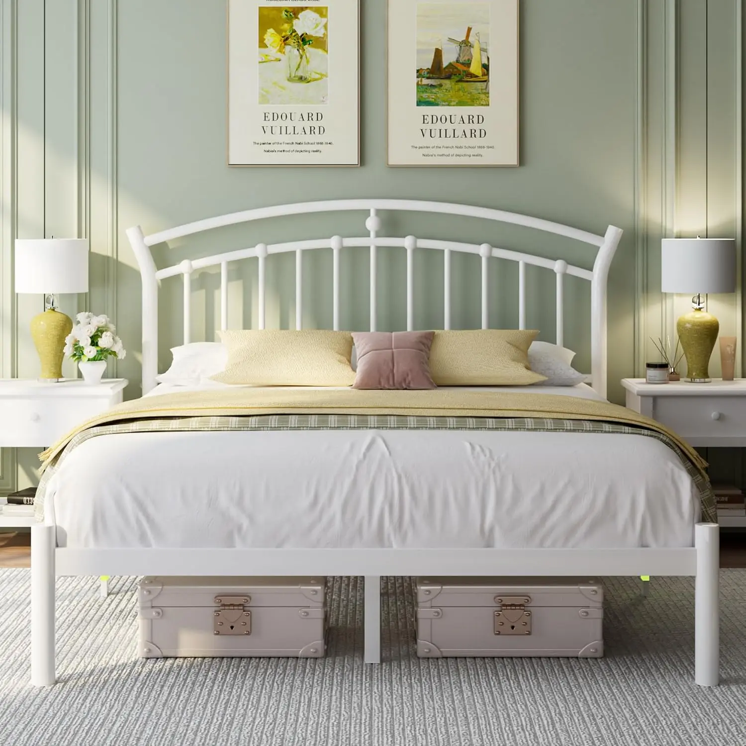 Full Size White Bed Frame,Heavy-Duty Metal Bed Frame with 13 Hardened Steel Slats,12" Under-Bed Storage,Noise-Free,Easy Assembly
Full Size White Bed Frame,Heavy-Duty Metal Bed Frame with 13 Hardened Steel Slats,12" Under-Bed Storage,Noise-Free,Easy Assembly