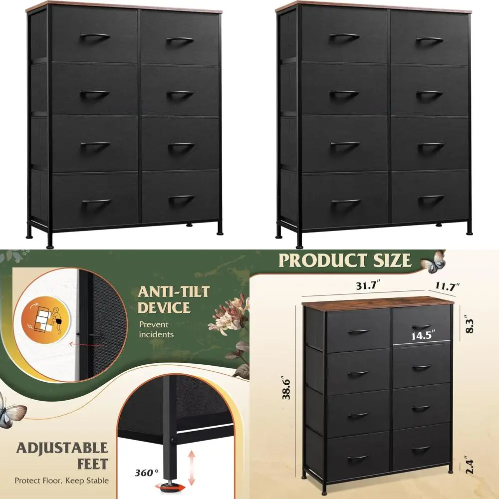 Elevated Fabric Drawer Unit with 8 Drawers, Storage Tower Featuring Fabric Bins, Dual Drawers, Chest of Drawers, Ideal for Bedro
Elevated Fabric Drawer Unit with 8 Drawers, Storage Tower Featuring Fabric Bins, Dual Drawers, Chest of Drawers, Ideal for Bedro