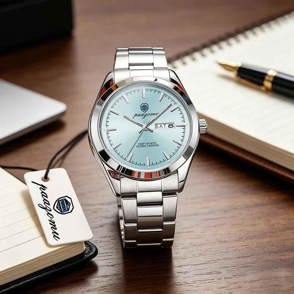 PAAZOMU Premium Men's Quartz Watch Elegant Blue Dial Stainless Steel Bracelet Waterproof Business Casual Fashion Men Sport Watch
PAAZOMU Premium Men's Quartz Watch Elegant Blue Dial Stainless Steel Bracelet Waterproof Business Casual Fashion Men Sport Watch