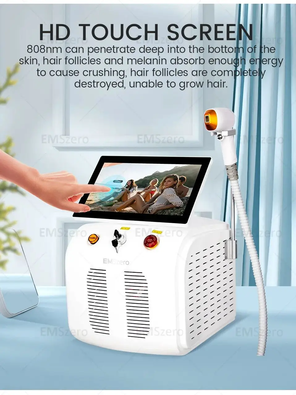 New Freezing Point Painless And Permanent Hair Removal Machine Advanced Cooling Technology HD Touch Screen 808nm Diode Laser
New Freezing Point Painless And Permanent Hair Removal Machine Advanced Cooling Technology HD Touch Screen 808nm Diode Laser