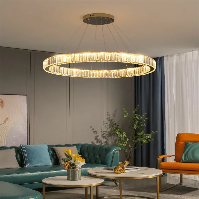 Modern Simple Light Luxury Crystal Lamp Living Room Lamp Italian Household Bedroom Dining Room Lamp Ring Duplex Chandelier
Modern Simple Light Luxury Crystal Lamp Living Room Lamp Italian Household Bedroom Dining Room Lamp Ring Duplex Chandelier