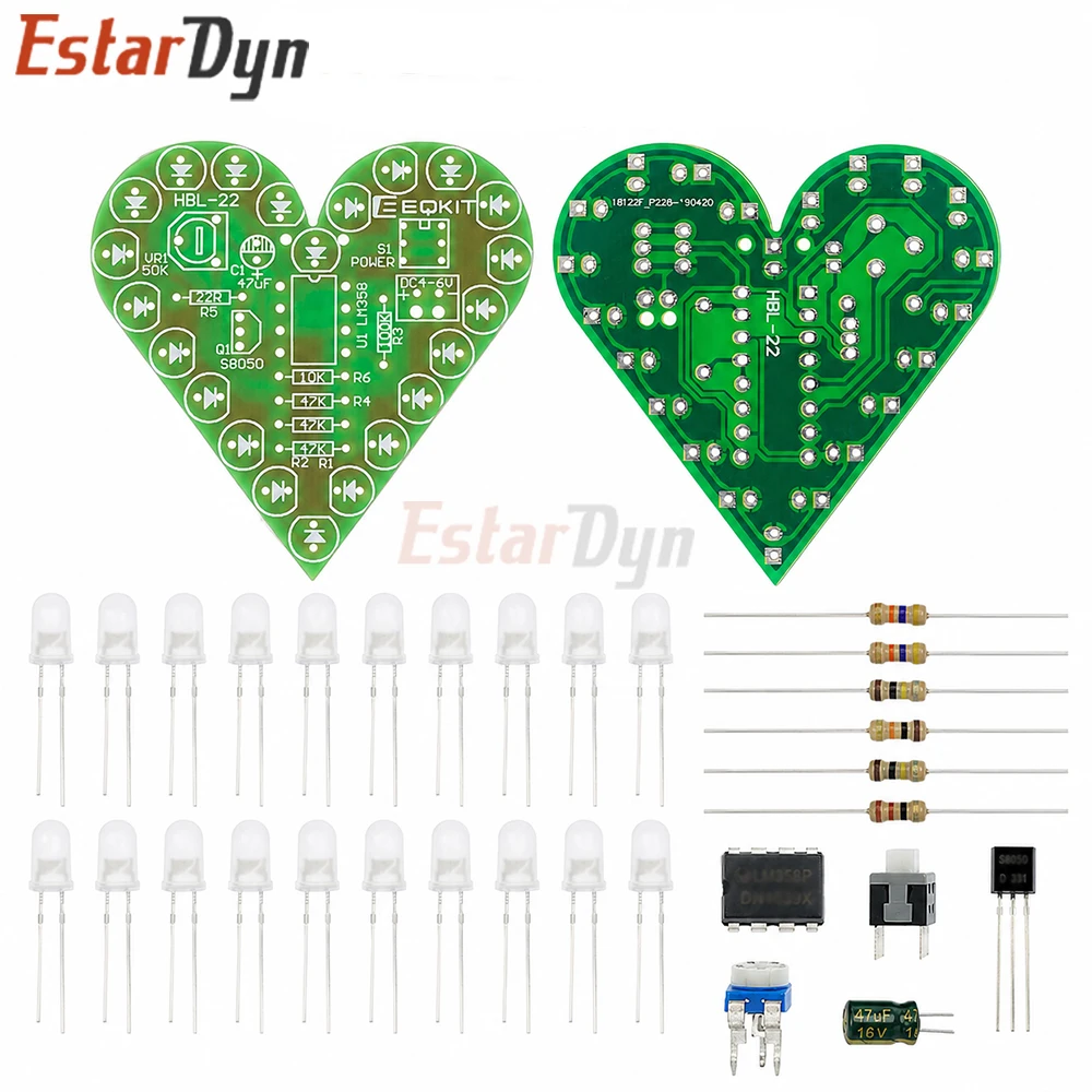 Estardyn DIY Heart Shape Breathing Light Kit Multicolor LED Soldering Practice Board PWM Effect for Electronic Learning Lab
Estardyn DIY Heart Shape Breathing Light Kit Multicolor LED Soldering Practice Board PWM Effect for Electronic Learning Lab