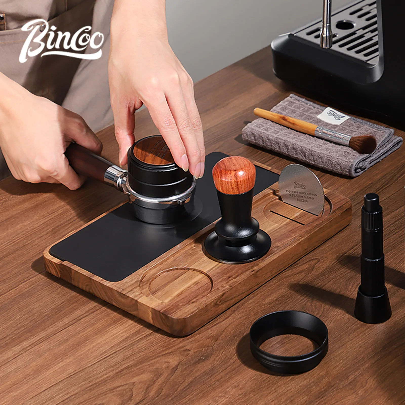 Bincoo 51mm/58mm Italian Coffee Tamper Pressing Pad Walnut Storage Work Board Bar Mat Pressing Powder Hammer Powder Distributor
Bincoo 51mm/58mm Italian Coffee Tamper Pressing Pad Walnut Storage Work Board Bar Mat Pressing Powder Hammer Powder Distributor