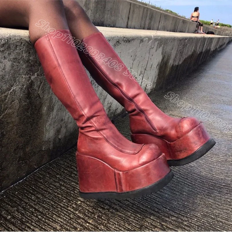 Wedges Heels Side Zipper Boots Round Toe Solid Punk Style Design for Women Spring Casual Knee Boots 2024 Zapatos Para Mujere
Wedges Heels Side Zipper Boots Round Toe Solid Punk Style Design for Women Spring Casual Knee Boots 2024 Zapatos Para Mujere