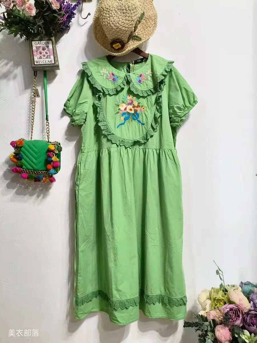 Summer Japanese Sweet Cute Girl Floral Embroidered Short Sleeve Dress Lace Ruffle Fairy Dress
Summer Japanese Sweet Cute Girl Floral Embroidered Short Sleeve Dress Lace Ruffle Fairy Dress