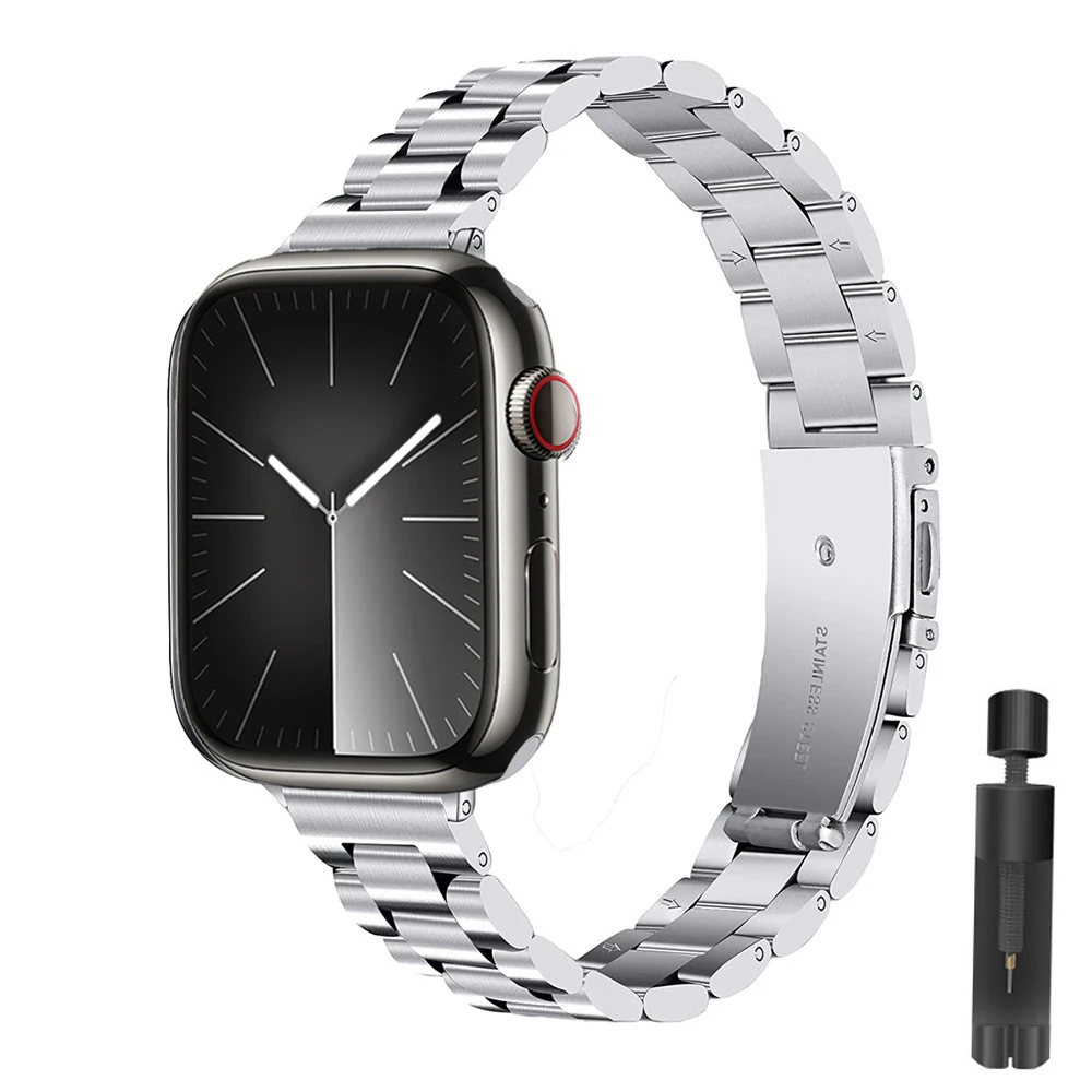 Ремешок из нержавеющей стали для часов, тонкий для Apple Watch Ultra2 49 мм, iWatch 9 8 7 6 5 45 мм 42/40/38 /44 мм
Ремешок из нержавеющей стали для часов, тонкий для Apple Watch Ultra2 49 мм, iWatch 9 8 7 6 5 45 мм 42/40/38 /44 мм
