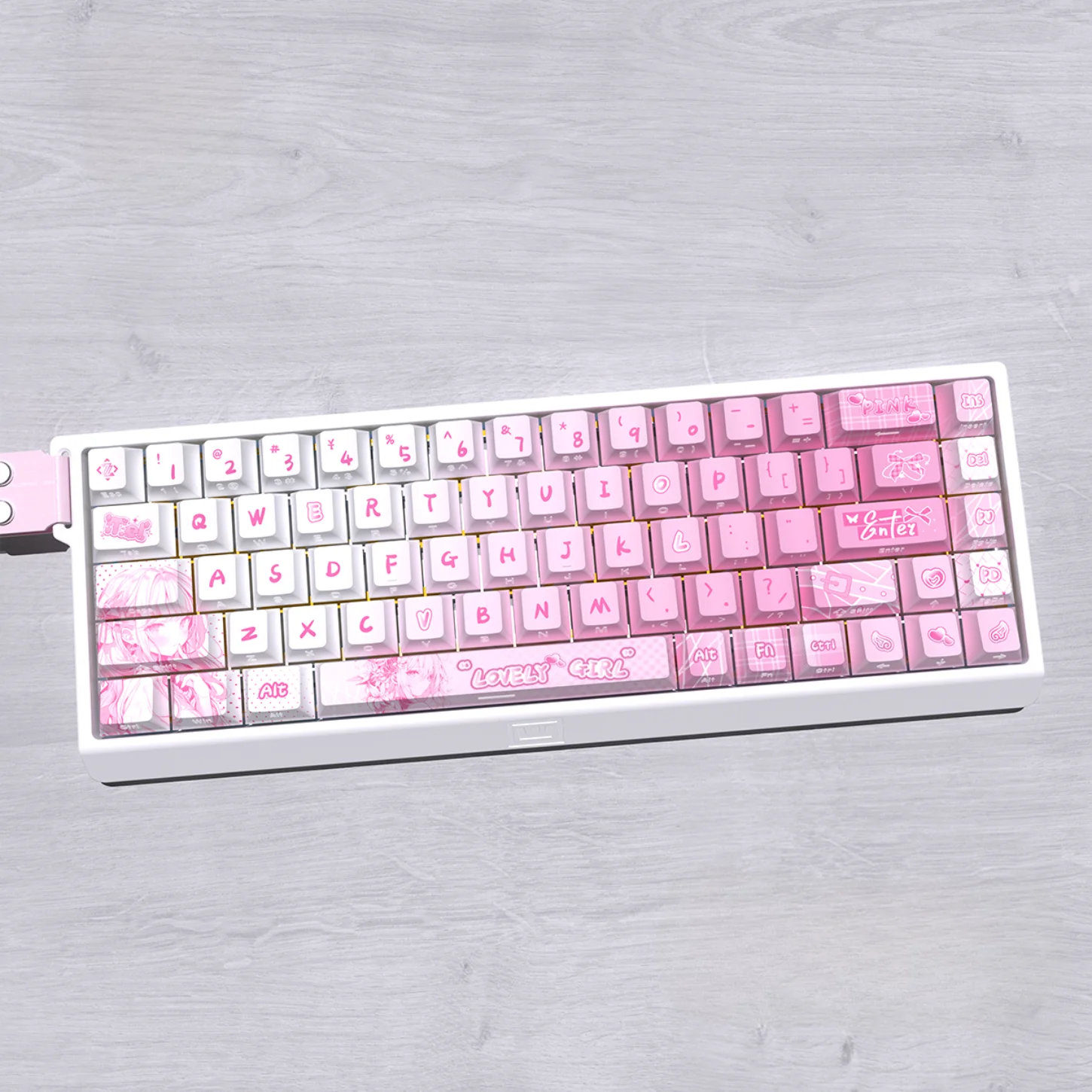 Girl Pink Mechanical Keyboard Cover, Side Engraved Transparent Love Diary Keycap Set, PBT Cherry Hat, 130 Keys
Girl Pink Mechanical Keyboard Cover, Side Engraved Transparent Love Diary Keycap Set, PBT Cherry Hat, 130 Keys