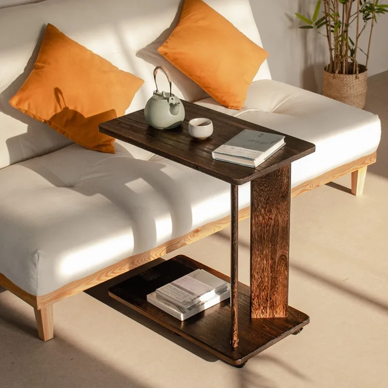 Retro C-Shaped End Tables Solid Wood Sofa Side Table Multi-Functional Log Wind Nightstand Bedroom Laptop Desk with Wheels
Retro C-Shaped End Tables Solid Wood Sofa Side Table Multi-Functional Log Wind Nightstand Bedroom Laptop Desk with Wheels