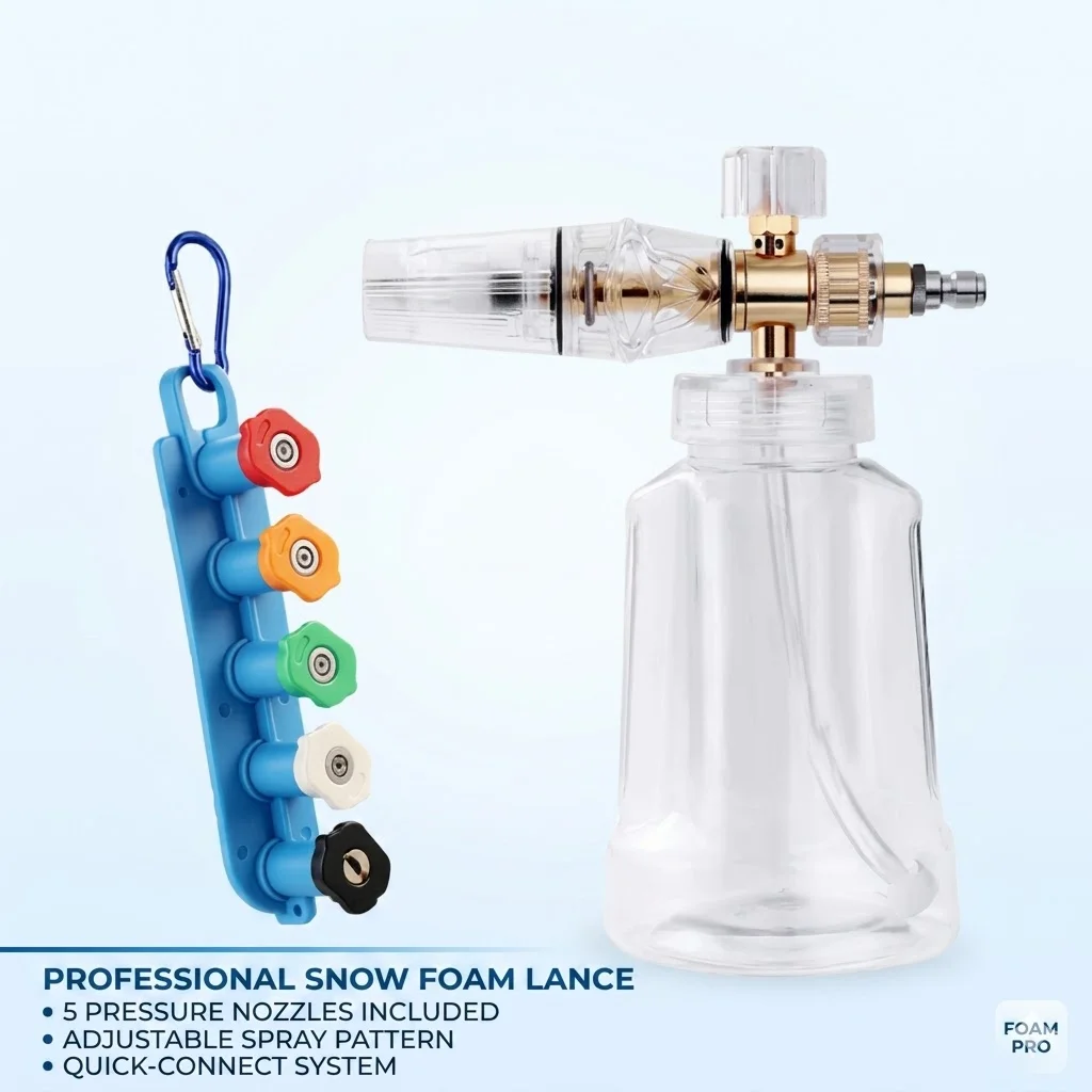 Universal 1L Foam Sprayer with Adjustable Head and 5 Color Nozzles for Household & Commercial Car Washing
Universal 1L Foam Sprayer with Adjustable Head and 5 Color Nozzles for Household & Commercial Car Washing