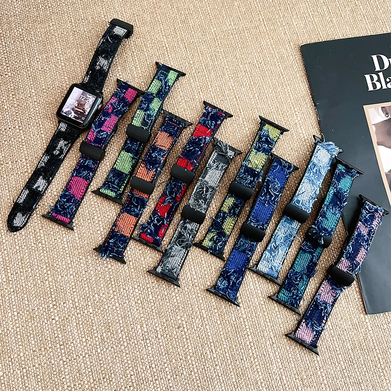 Denim Fabric Strap For Apple Watch Series 9/Ultra 2 49mm Watchband 45mm 41mm For IWatch 8 7 6 5 4 Bracelet 44mm Magnetic Buckle
Denim Fabric Strap For Apple Watch Series 9/Ultra 2 49mm Watchband 45mm 41mm For IWatch 8 7 6 5 4 Bracelet 44mm Magnetic Buckle