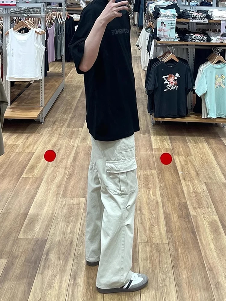 Retro American Style Men's Loose Straight Leg Workwear Pants Khaki Wide Leg Casual Trousers Autumn Fashion Brand
Retro American Style Men's Loose Straight Leg Workwear Pants Khaki Wide Leg Casual Trousers Autumn Fashion Brand