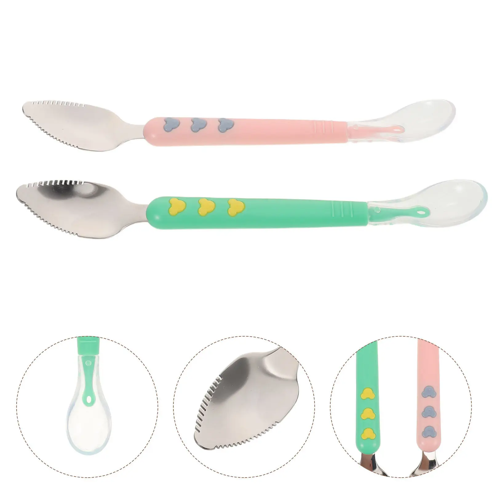 2Pcs Baby Silicone Double Head Spoon Infant Feeding Tool Soft Ergonomic Grip Fruit Scraper Spoon for Weaning Baby LED Feeding
2Pcs Baby Silicone Double Head Spoon Infant Feeding Tool Soft Ergonomic Grip Fruit Scraper Spoon for Weaning Baby LED Feeding