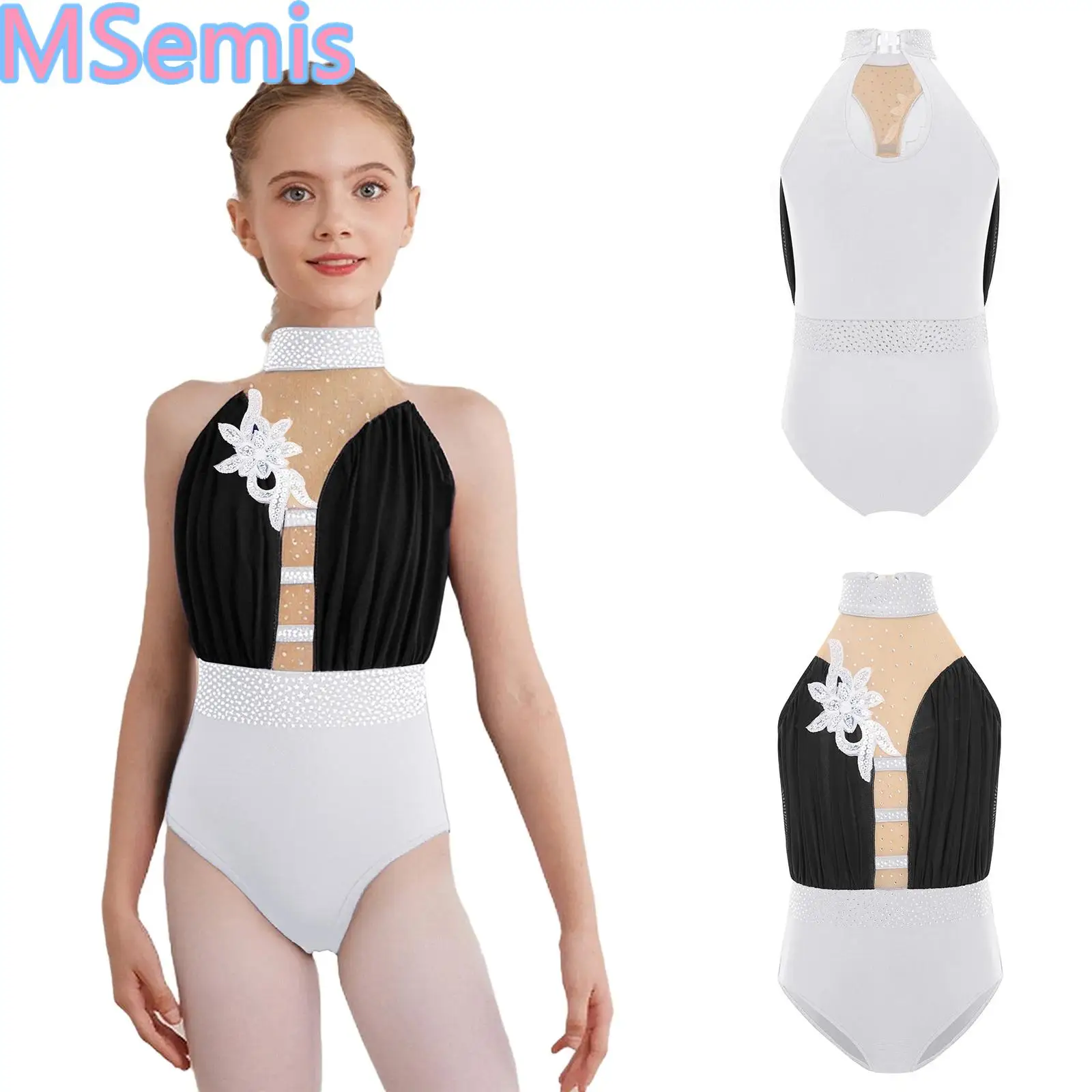 Kids Girls Color Block Dance Leotard Keyhole Back Sheer Mesh Patchwork Applique Rhinestones Gymnastics Figure Skating Bodysuit
Kids Girls Color Block Dance Leotard Keyhole Back Sheer Mesh Patchwork Applique Rhinestones Gymnastics Figure Skating Bodysuit