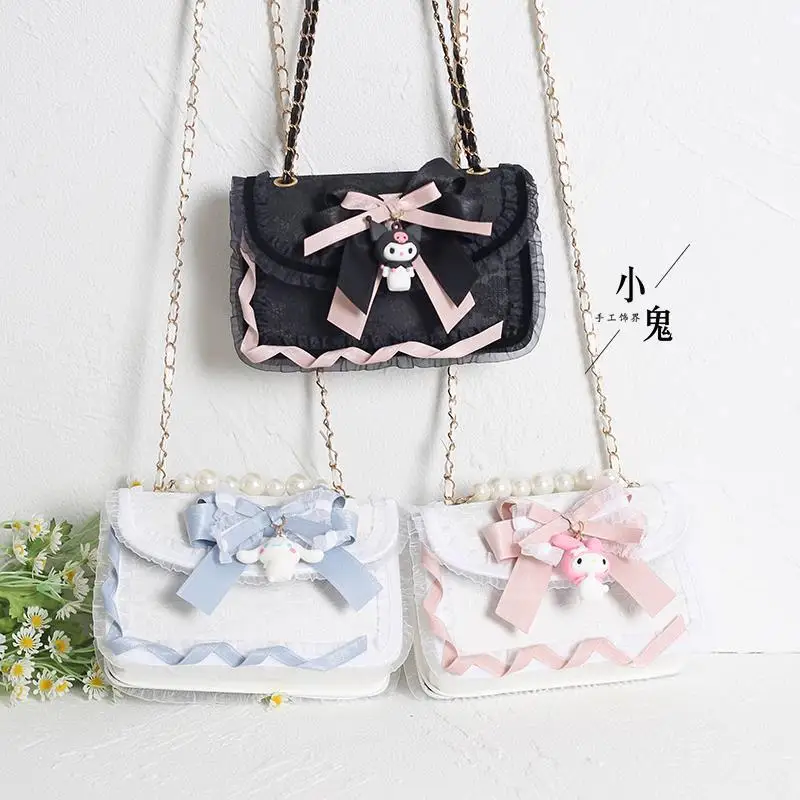 Sanrio Jk Uniform Bag Kawaii Lolita Bag Kuromi Mymelody Cinnamoroll Japanese Soft Sister Lace Creative Pearl Chain Handbag
Sanrio Jk Uniform Bag Kawaii Lolita Bag Kuromi Mymelody Cinnamoroll Japanese Soft Sister Lace Creative Pearl Chain Handbag