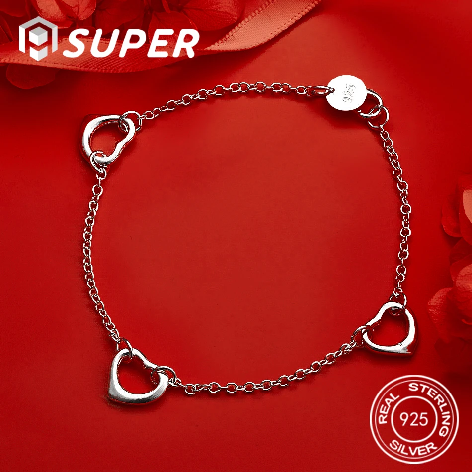 ALISuper 925 Sterling Silver 8 Inch Beautiful Heart Bracelet Women Gift Fashion Engagement Jewelry Wedding Accessories
ALISuper 925 Sterling Silver 8 Inch Beautiful Heart Bracelet Women Gift Fashion Engagement Jewelry Wedding Accessories